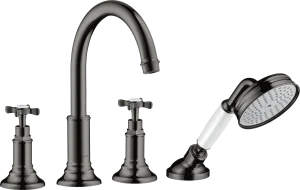 Axor Montreux 4-hole Tile Mounted Bath Mixer With Cross Handles Polished Black Chrome
