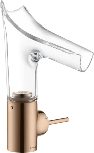 Axor Starck V Single Lever Basin Mixer 140 With Glass Spout Without Waste Polished Red Gold