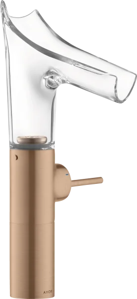 Axor Starck V Single Lever Basin Mixer 220 With Glass Spout For Wash Bowls Without Waste Brushed Red Gold