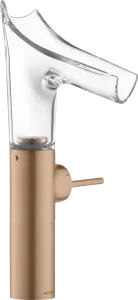 Axor Starck V Single Lever Basin Mixer 220 With Glass Spout For Wash Bowls Without Waste Brushed Red Gold