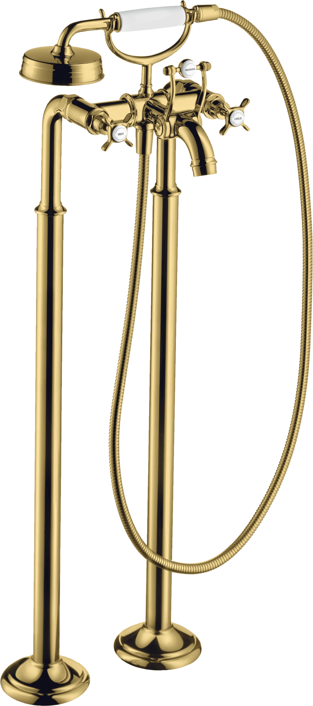 Axor Montreux 2-handle Manual Bath Mixer Floor-standing With Cross Handles Gold Polished
