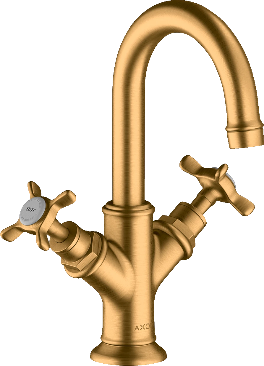 Axor Montreux 2-handle Basin Mixer 160 With Cross Handles For Cloakroom Basins With Pop-up Waste Gold Brushed