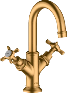 Axor Montreux 2-handle Basin Mixer 160 With Cross Handles For Cloakroom Basins With Pop-up Waste Gold Brushed