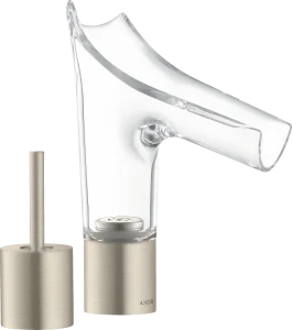 Axor Starck V 2-hole Basin Mixer 110 With Glass Spout Without Waste Brushed Nickel