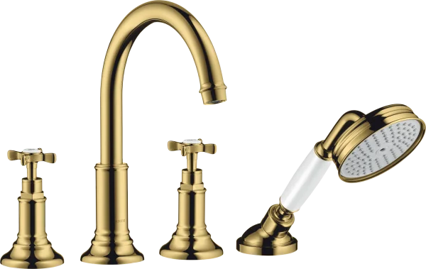 Axor Montreux 4-hole Rim-mounted Bath Mixer With Cross Handles Gold Polished