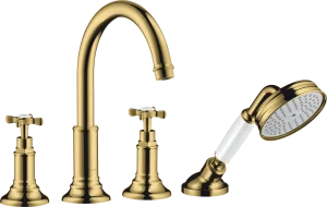 Axor Montreux 4-hole Rim-mounted Bath Mixer With Cross Handles Gold Polished