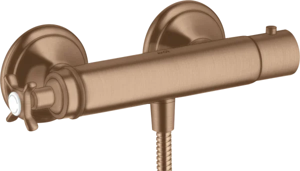 Axor Montreux Thermostatic Shower Mixer For Exposed Installation With Cross Handle Brushed Red Gold