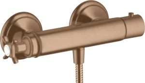 Axor Montreux Thermostatic Shower Mixer For Exposed Installation With Cross Handle Brushed Red Gold