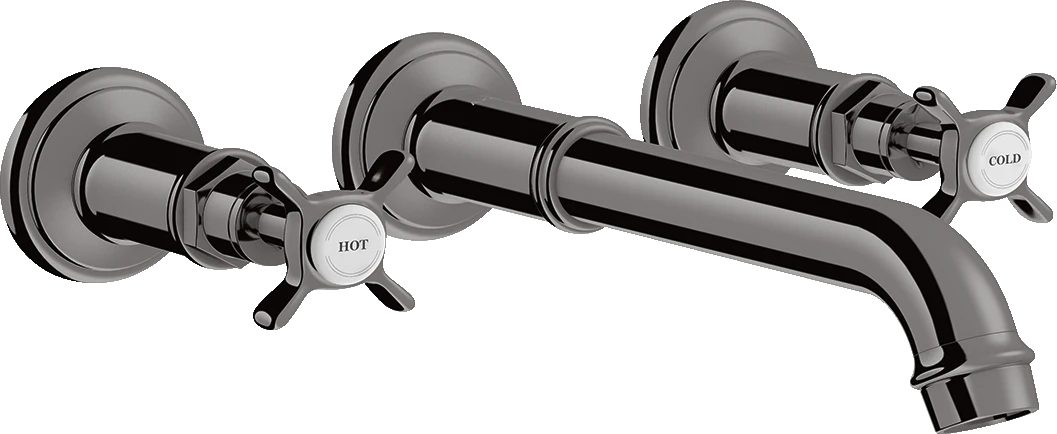 Axor Montreux 3-hole Basin Mixer For Concealed Installation Wall-mounted And Cross Handles Polished Black Chrome