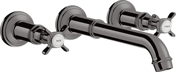 Axor Montreux 3-hole Basin Mixer For Concealed Installation Wall-mounted And Cross Handles Polished Black Chrome