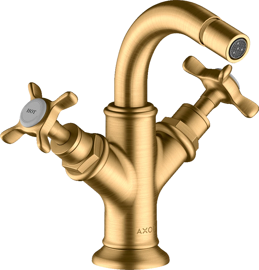 Axor Montreux 2-handle Bidet Mixer With Cross Handles And Pop-up Waste Brushed Brass