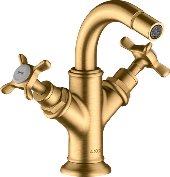 Axor Montreux 2-handle Bidet Mixer With Cross Handles And Pop-up Waste Brushed Brass