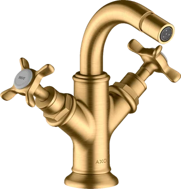 Axor Montreux 2-handle Bidet Mixer With Cross Handles And Pop-up Waste Brushed Brass product image - Image 1