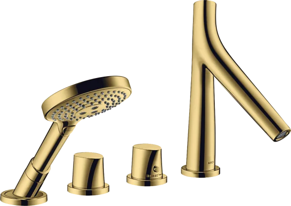 Axor Starck Organic 4-hole Tile Mounted Thermostatic Bath Mixer Gold Polished