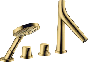 Axor Starck Organic 4-hole Tile Mounted Thermostatic Bath Mixer Gold Polished