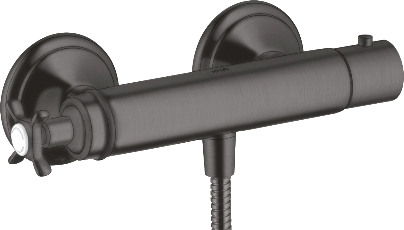 Axor Montreux Thermostatic Shower Mixer For Exposed Installation With Cross Handle Brushed Black Chrome