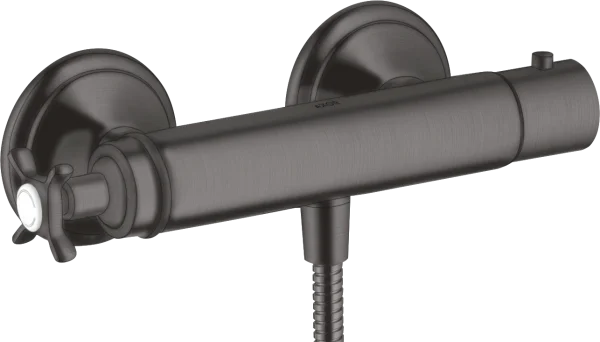 Axor Montreux Thermostatic Shower Mixer For Exposed Installation With Cross Handle Brushed Black Chrome