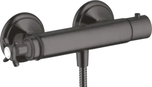 Axor Montreux Thermostatic Shower Mixer For Exposed Installation With Cross Handle Brushed Black Chrome