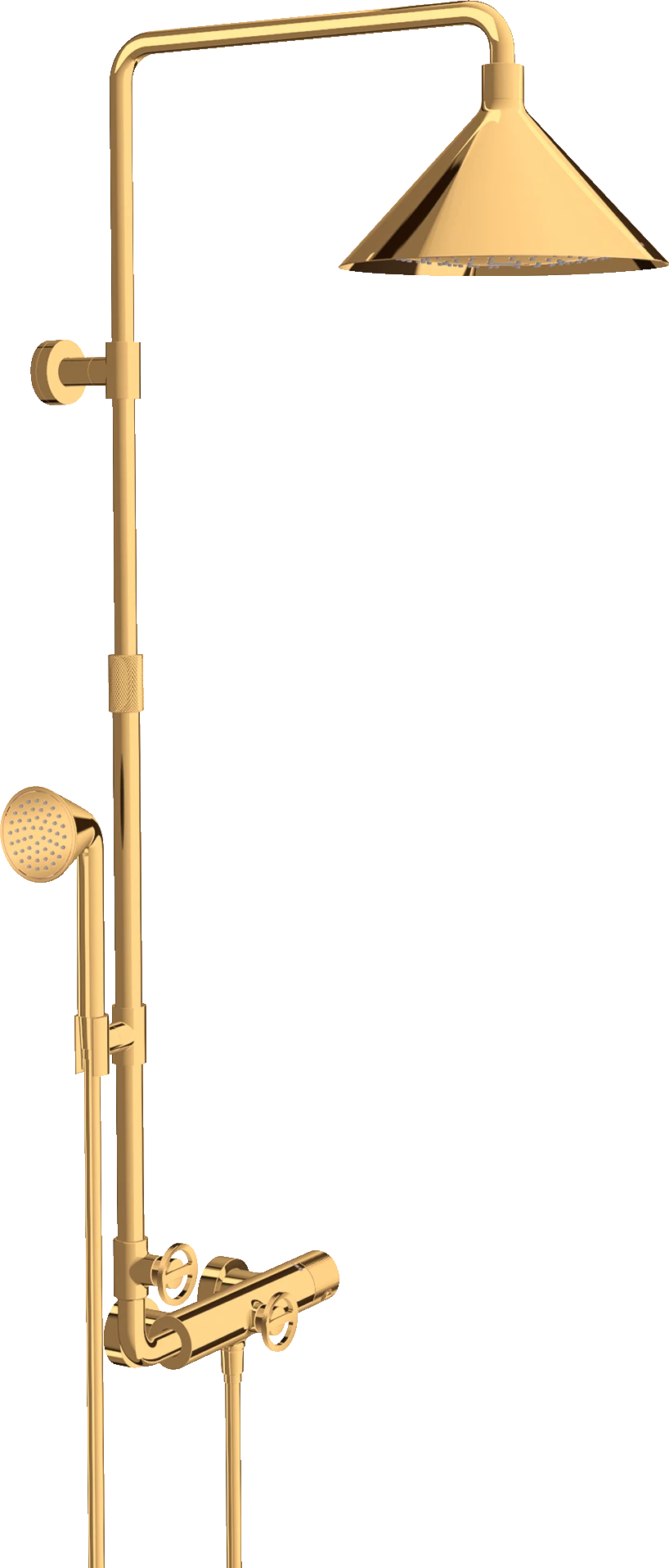 Axor Showers/front Showerpipe With Thermostatic Mixer And 2jet Overhead Shower 240 Gold Polished