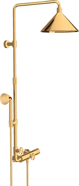Axor Showers/front Showerpipe With Thermostatic Mixer And 2jet Overhead Shower 240 Gold Polished