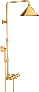 Axor Showers/front Showerpipe With Thermostatic Mixer And 2jet Overhead Shower 240 Gold Polished