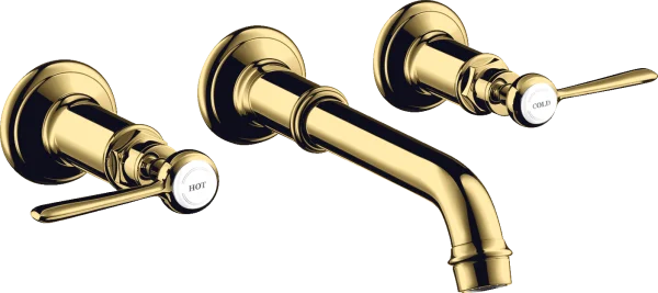 Axor Montreux 3-hole Basin Mixer For Concealed Installation Wall-mounted With Spout 165 - 225 Mm And Lever Handles Gold Polished