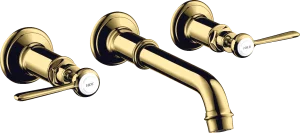 Axor Montreux 3-hole Basin Mixer For Concealed Installation Wall-mounted With Spout 165 - 225 Mm And Lever Handles Gold Polished