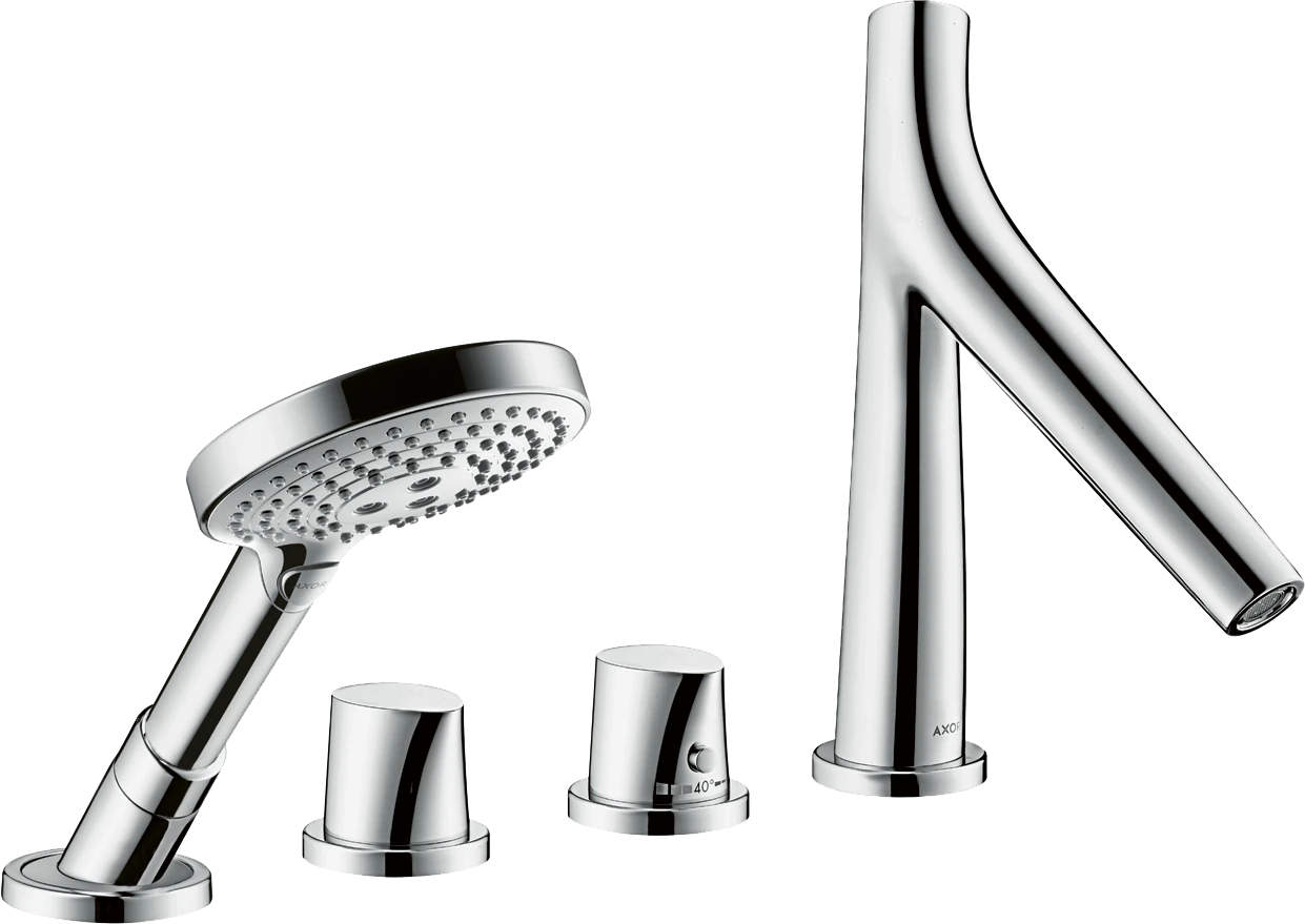 Axor Starck Organic 4-hole Tile Mounted Thermostatic Bath Mixer Chrome