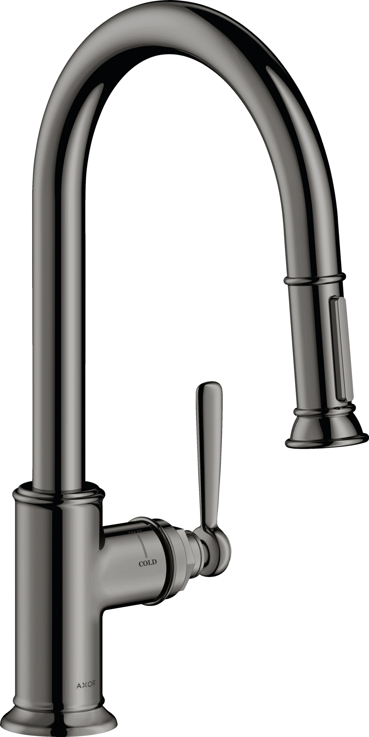 Axor Montreux Single Lever Kitchen Mixer 180 With Pull-out Spray Polished Black Chrome