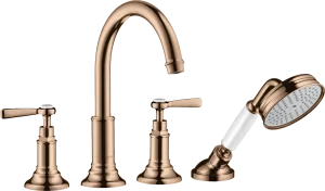 Axor Montreux 4-hole Tile Mounted Bath Mixer With Lever Handles Polished Red Gold