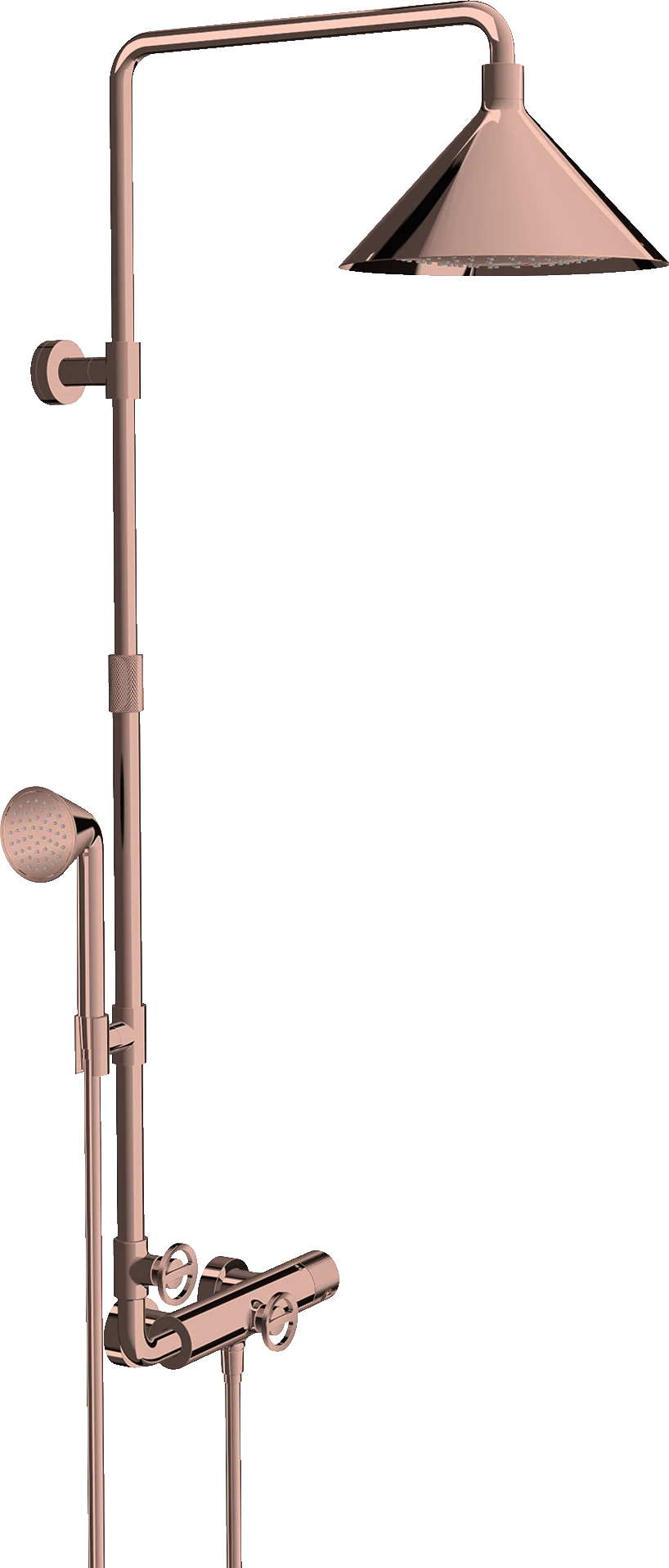 Axor Showers/front Showerpipe With Thermostatic Mixer And 2jet Overhead Shower 240 Polished Red Gold