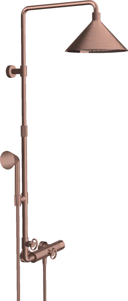 Axor Showers/front Showerpipe With Thermostatic Mixer And 2jet Overhead Shower 240 Brushed Red Gold