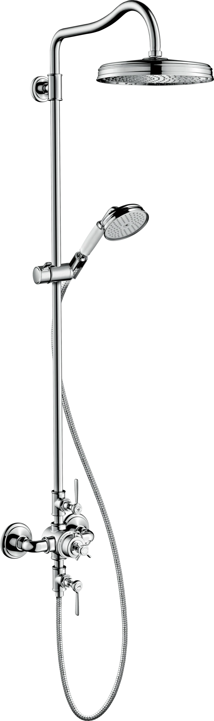 Axor Montreux Showerpipe With Thermostatic Mixer And 1jet Overhead Shower 240 Brushed Black Chrome