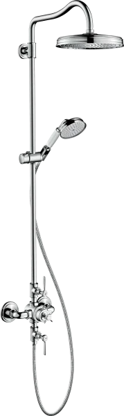 Axor Montreux Showerpipe With Thermostatic Mixer And 1jet Overhead Shower 240 Brushed Black Chrome