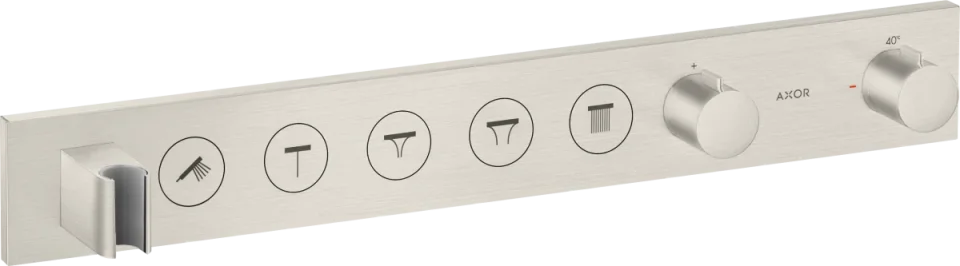 Axor Showersolutions Thermostatic Module Select 670/90 For Concealed Installation For 5 Outlets Stainless Steel Optic product image - Image 1