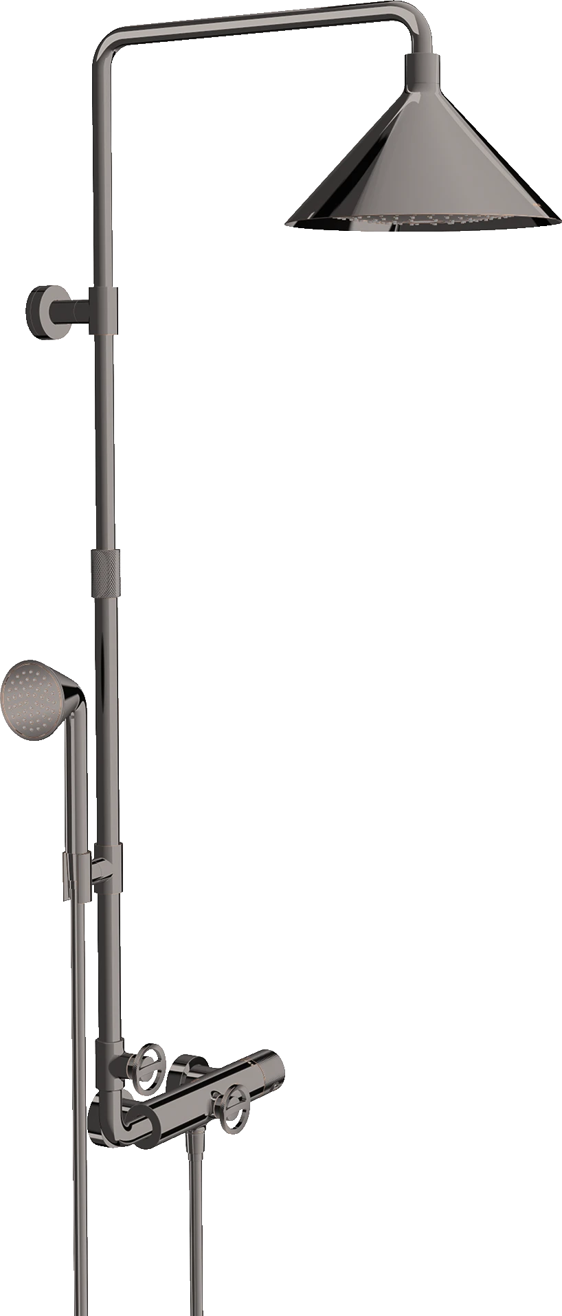 Axor Showers/front Showerpipe With Thermostatic Mixer And 2jet Overhead Shower 240 Polished Black Chrome