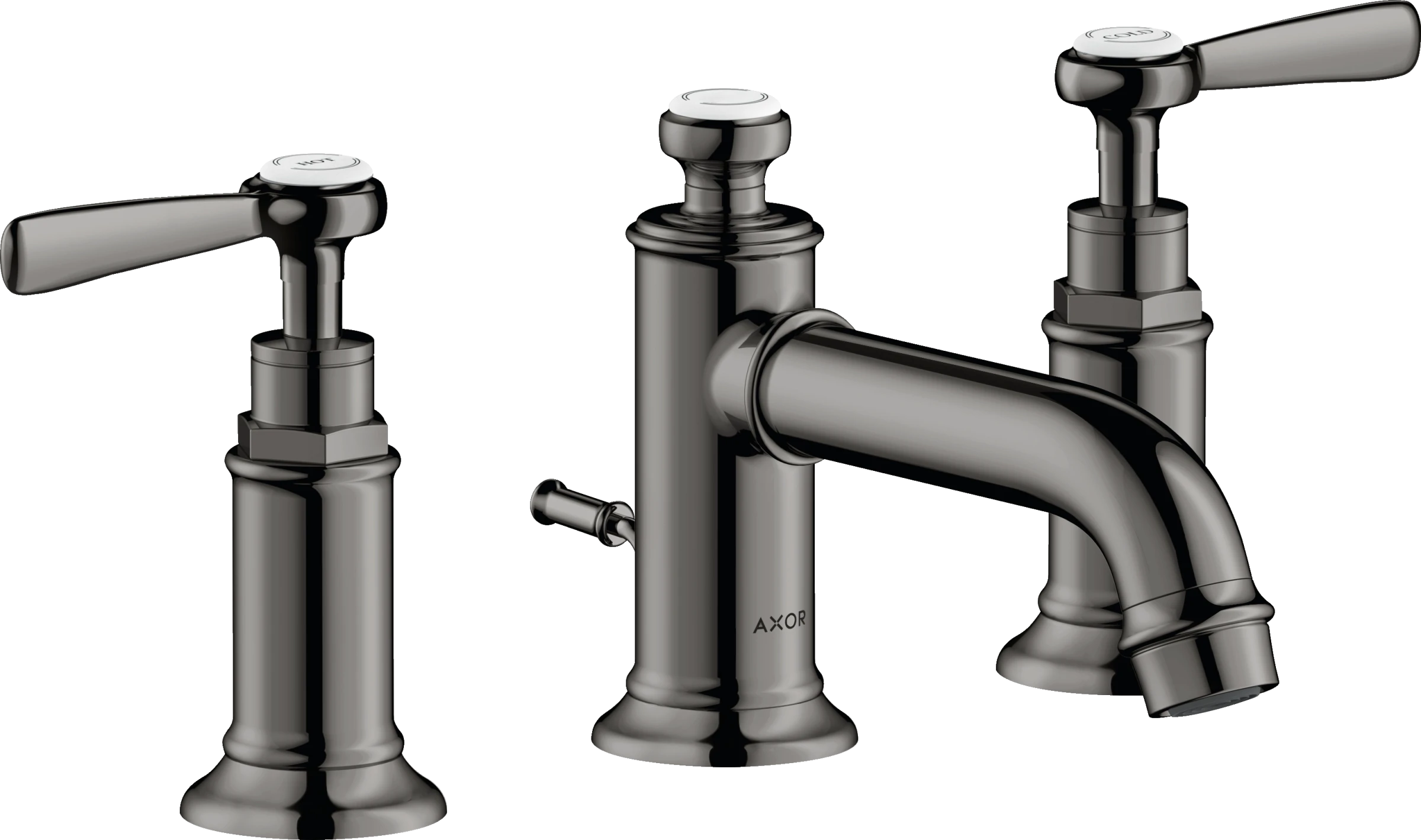 Axor Montreux 3-hole Basin Mixer 30 With Lever Handles And Pop-up Waste Polished Black Chrome