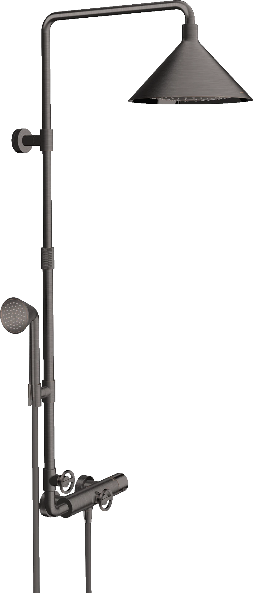 Axor Showers/front Showerpipe With Thermostatic Mixer And 2jet Overhead Shower 240 Brushed Black Chrome