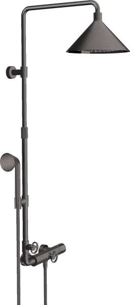 Axor Showers/front Showerpipe With Thermostatic Mixer And 2jet Overhead Shower 240 Brushed Black Chrome