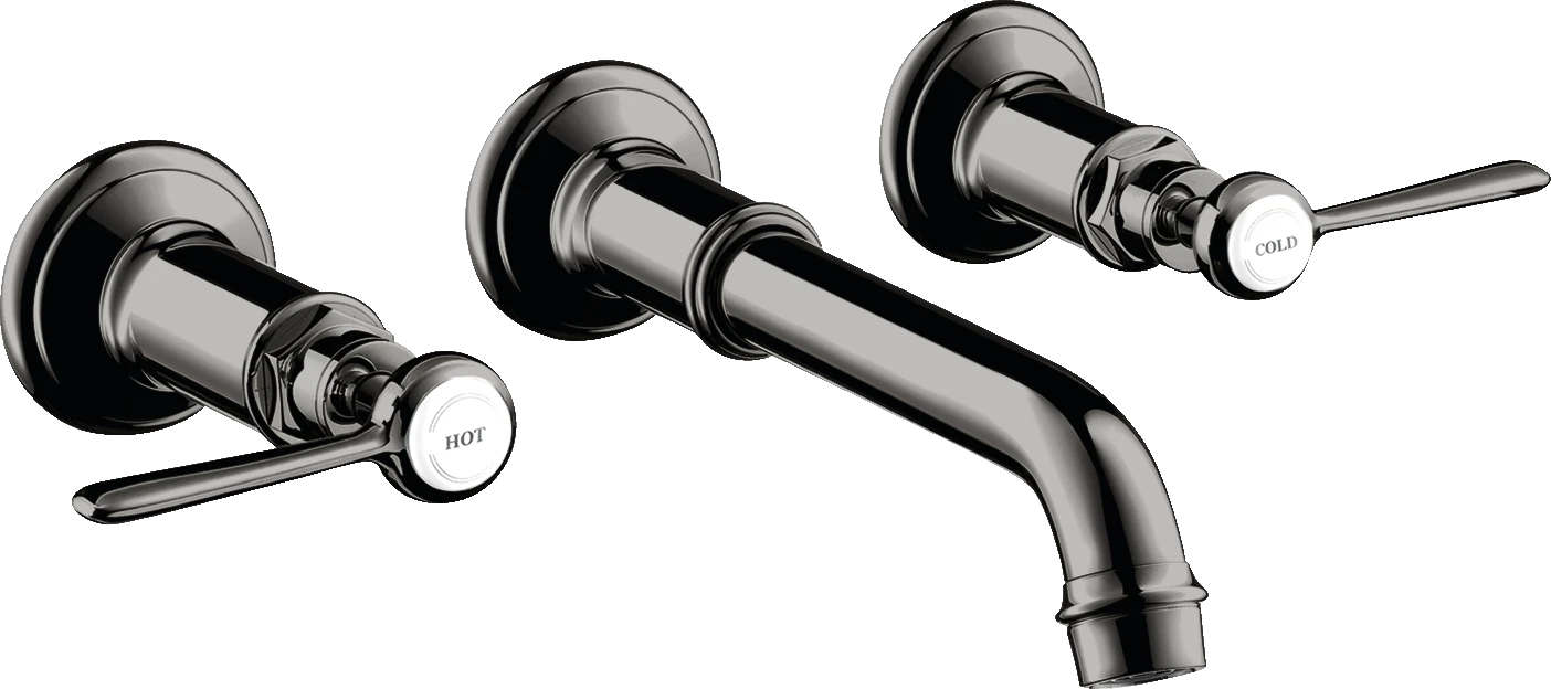 Axor Montreux 3-hole Basin Mixer For Concealed Installation Wall-mounted With Spout 165 - 225 Mm And Lever Handles Polished Black Chrome