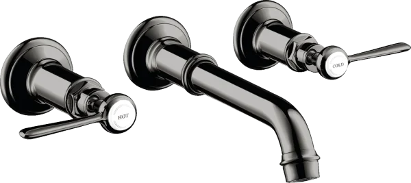 Axor Montreux 3-hole Basin Mixer For Concealed Installation Wall-mounted With Spout 165 - 225 Mm And Lever Handles Polished Black Chrome