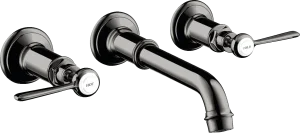 Axor Montreux 3-hole Basin Mixer For Concealed Installation Wall-mounted With Spout 165 - 225 Mm And Lever Handles Polished Black Chrome
