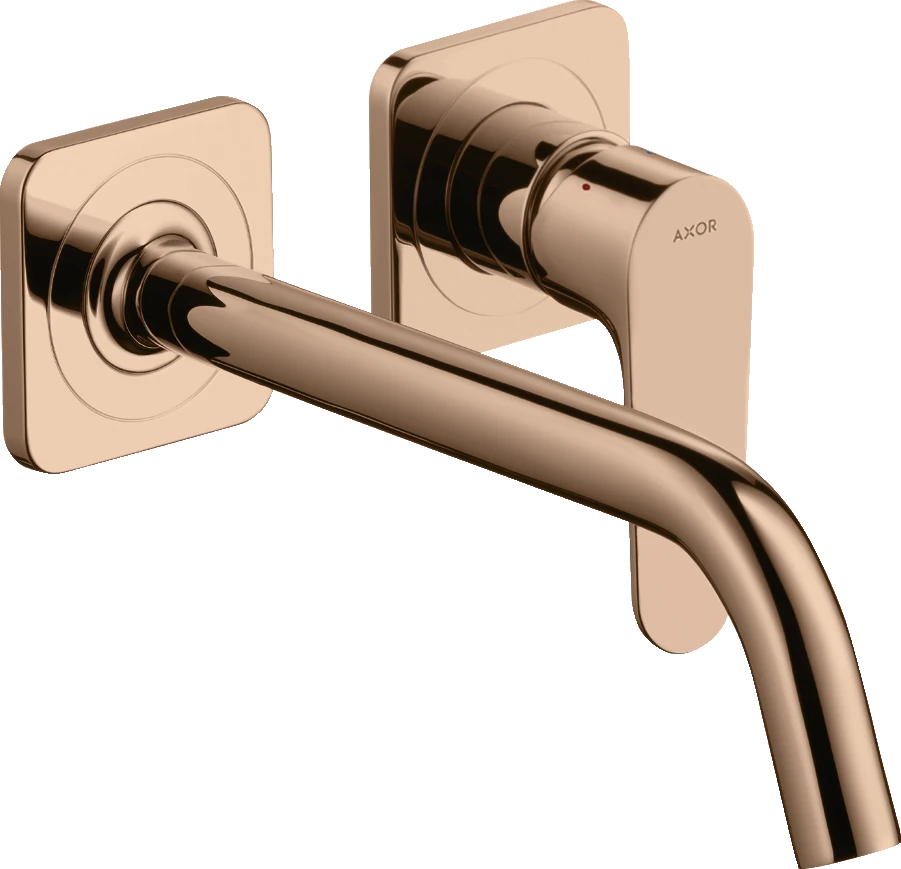 Axor Citterio M Single Lever Basin Mixer For Concealed Installation Wall-mounted With Spout 227 Mm And Escutcheons Polished Red Gold
