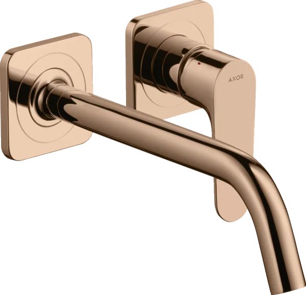 Axor Citterio M Single Lever Basin Mixer For Concealed Installation Wall-mounted With Spout 227 Mm And Escutcheons Polished Red Gold