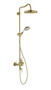 Axor Montreux Showerpipe With Thermostatic Mixer And 1jet Overhead Shower 240 Brushed Brass