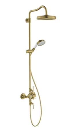 Axor Montreux Showerpipe With Thermostatic Mixer And 1jet Overhead Shower 240 Brushed Brass product image - Image 1