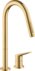 Axor Citterio M 2-hole Single Lever Kitchen Mixer 220 With Pull-out Spray Gold Brushed
