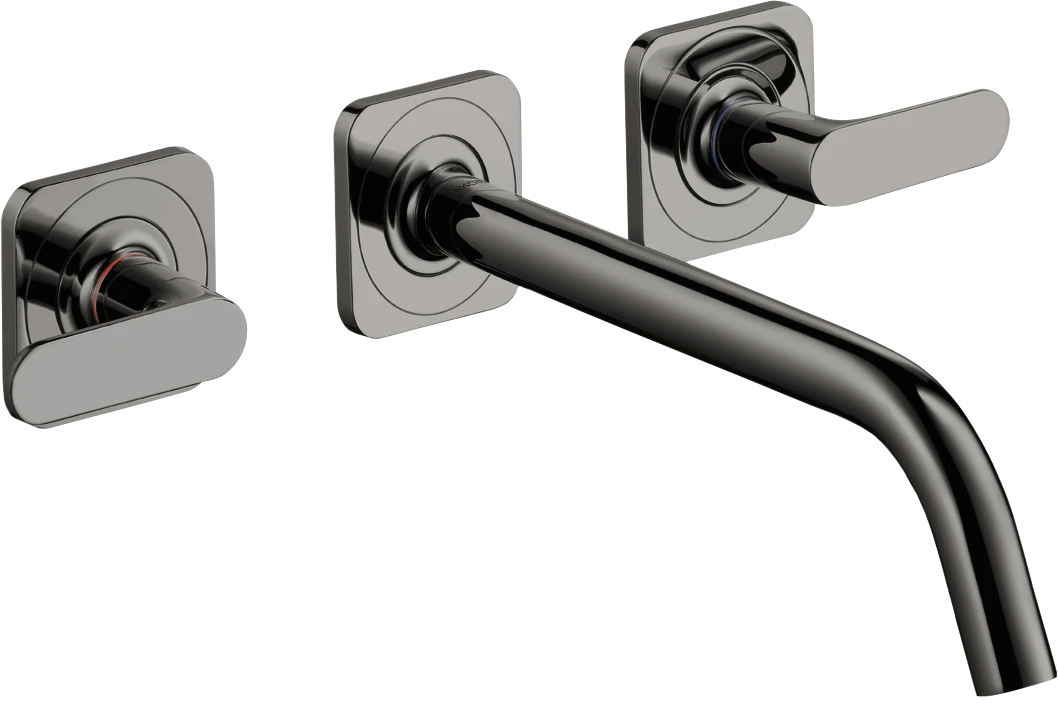 Axor Citterio M 3-hole Basin Mixer For Concealed Installation Wall-mounted With Spout 226 Mm, Lever Handles And Escutcheons Polished Black Chrome
