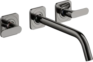 Axor Citterio M 3-hole Basin Mixer For Concealed Installation Wall-mounted With Spout 226 Mm, Lever Handles And Escutcheons Polished Black Chrome