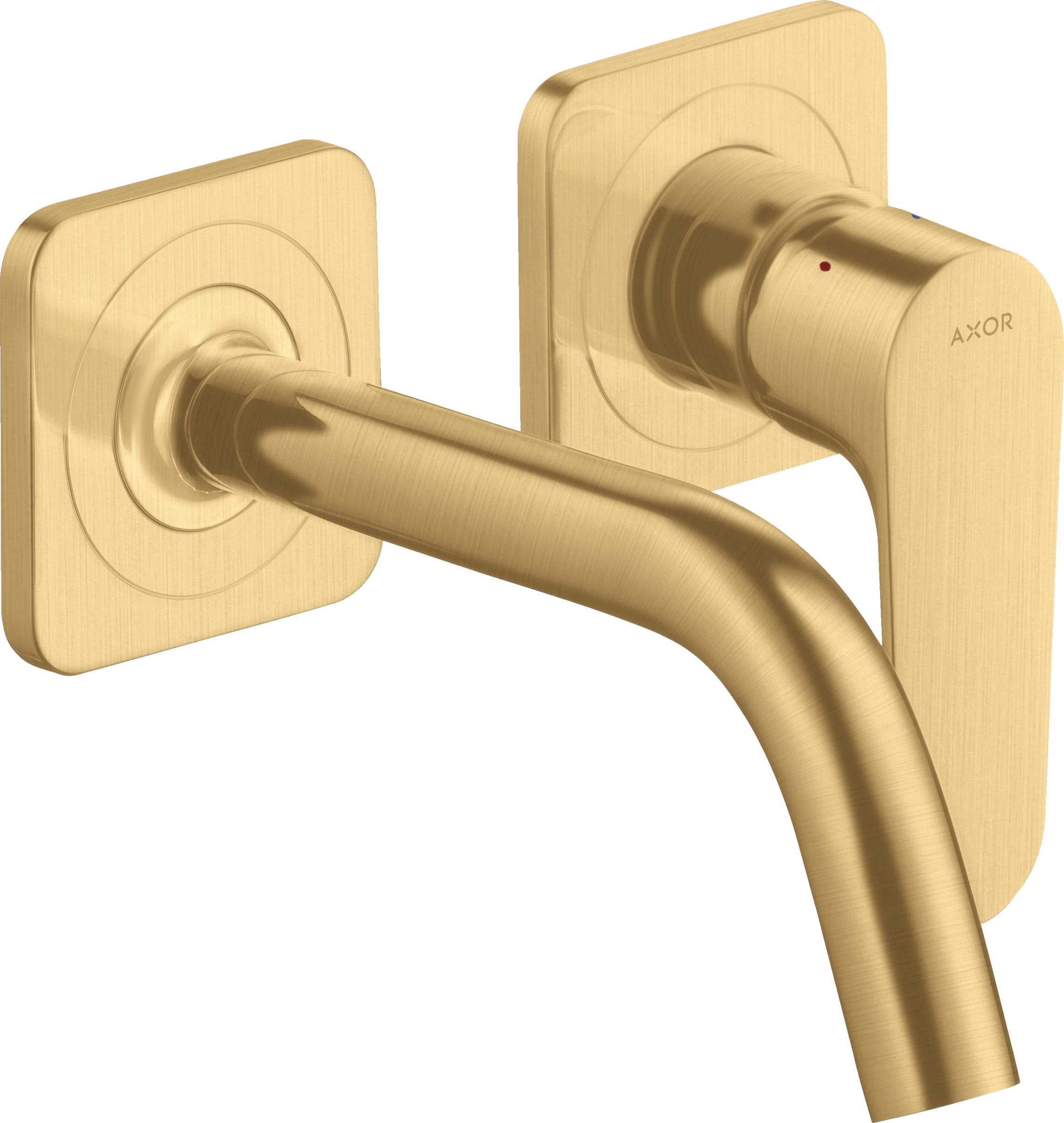 Axor Citterio M Single Lever Basin Mixer For Concealed Installation Wall-mounted With Spout 167 Mm And Escutcheons Gold Brushed